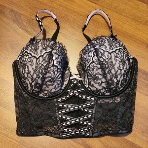 Elegant Black Lace Bustier Victoria's Secret NWT Size S-DD